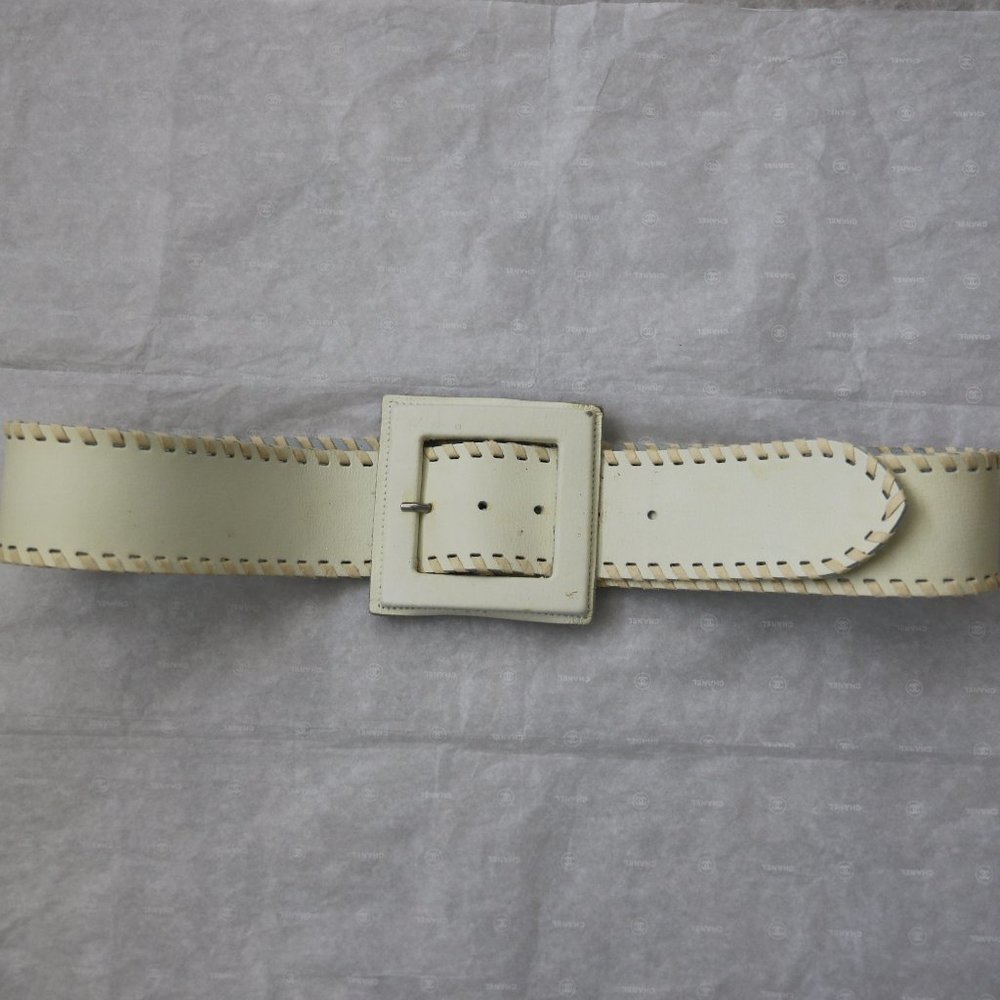 Antoniazzi Firenze Wide Leather Belt XL White Cream Made in Italy